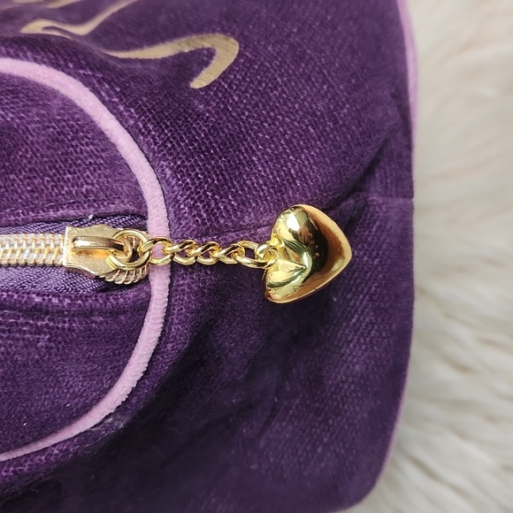 Victoria's Secret Violet and Gold Zip Satchel Purse - Picture 3 of 5